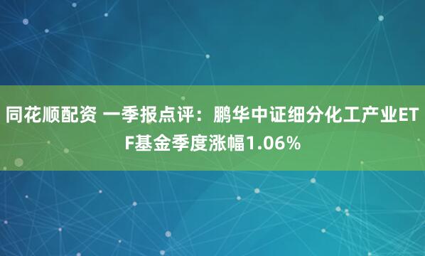 同花顺配资 一季报点评：鹏华中证细分化工产业ETF基金季度涨幅1.06%